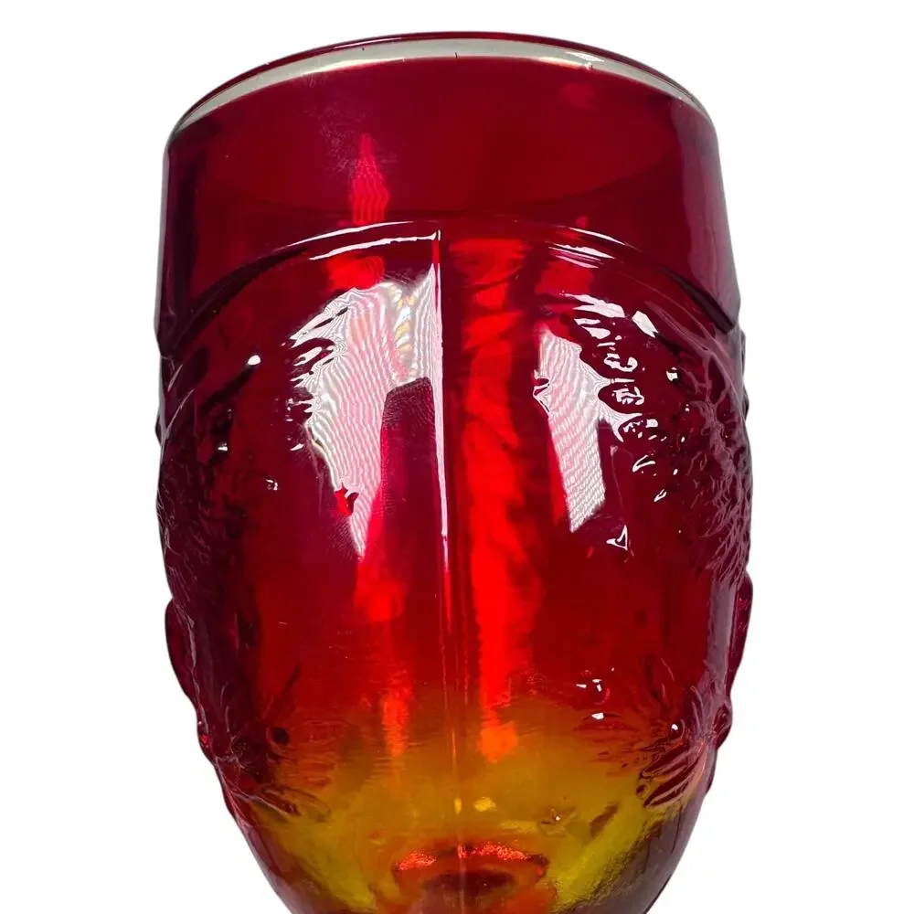 Vintage LE Smith Amberina Glass Goblets 6.75